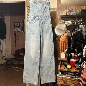 NWT Zara Denim corset style Strapless wide leg jumpsuit. Awesome! Size Medium